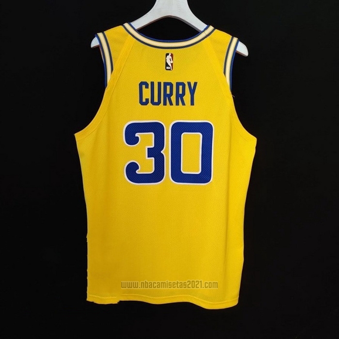 Camiseta Golden State Warriors Stephen Curry #30 Hardwood Classic Autentico Amarillo